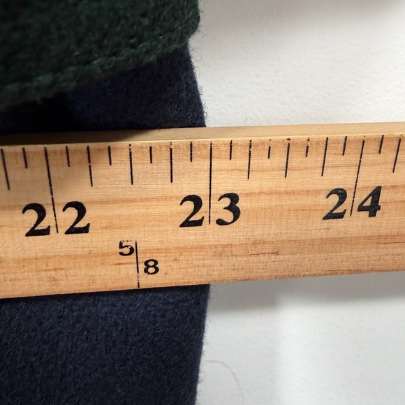 Herman Kay Bib Zipper Pea Coat Jacket Women Size 12 Green Navy Hooded Wool Blend - Picture 7 of 11